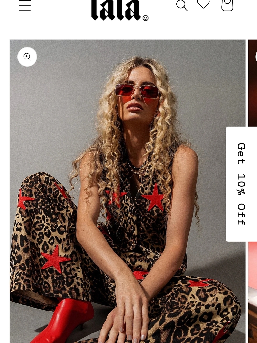 Dressed In LALA Leopard-Print Sleeveles Vest with Red Star Accents